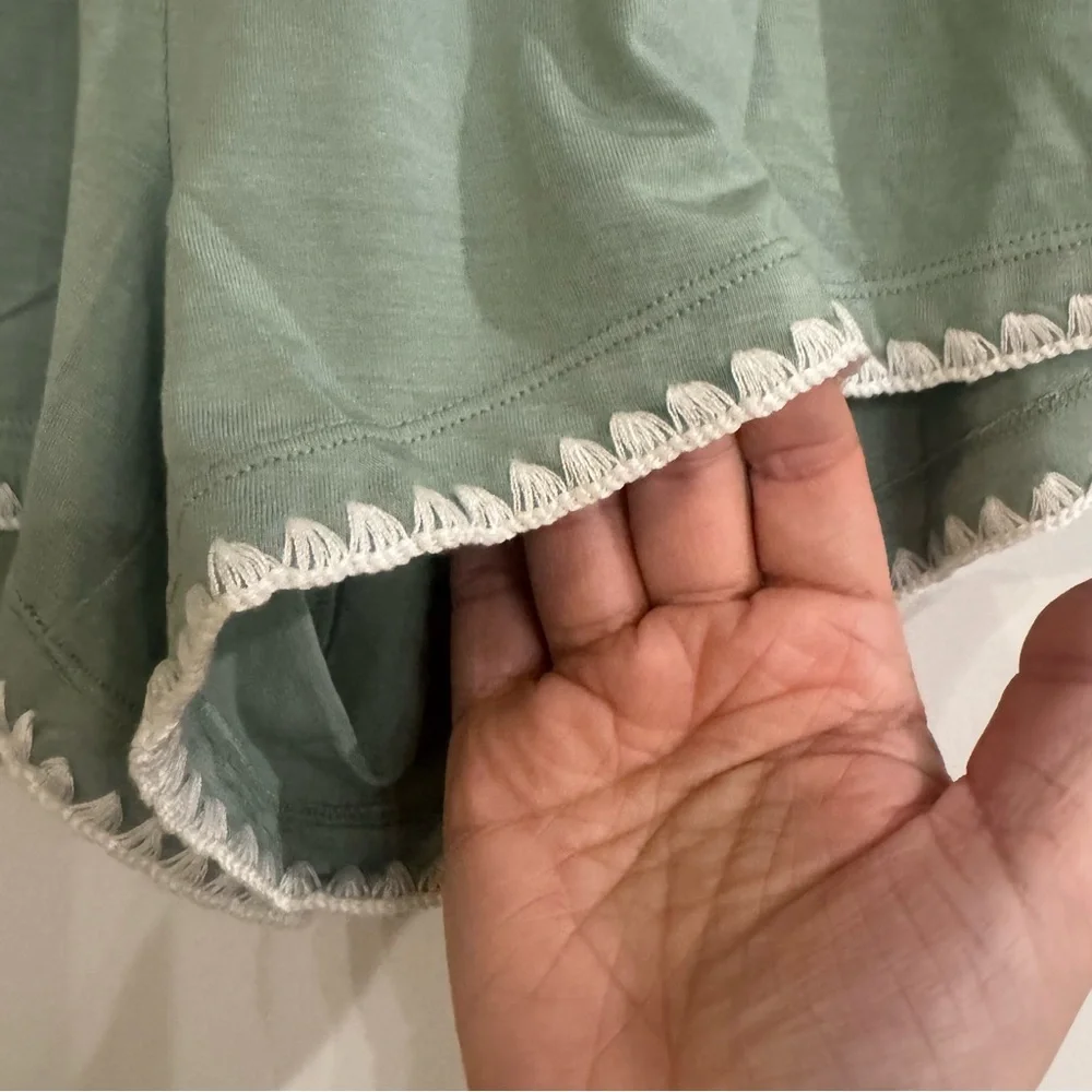 Eberjey Frida Tencel Modal Whipstitch Shortie PJ Pajamas in Eucalyptus Ivory - Picture 7 of 9
